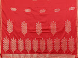 Dista Elora Satin Silk Floral Motifs Zari Weaving Banarasi Saree(Red, view 6