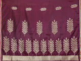 Dista Elora Satin Silk Floral Motifs Zari Weaving Banarasi Saree(Wine, view 4