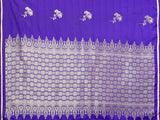 Dista Elora Satin Silk Floral Print Zari Weaving Banarasi Saree(Indigo Blue, view 5