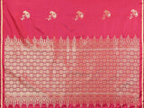 Dista Elora Satin Silk Floral Print Zari Weaving Banarasi Saree(Pink, view 5