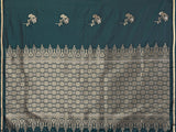 Dista Elora Satin Silk Floral Print Zari Weaving Banarasi Saree(Teal, view 4