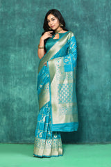 Dista Elora sea Green Pure Silk Banarasi Woven Designer Saree, view 2