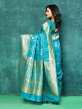 Dista Elora sea Green Pure Silk Banarasi Woven Designer Saree, view 4
