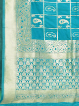 Dista Elora sea Green Pure Silk Banarasi Woven Designer Saree, view 6
