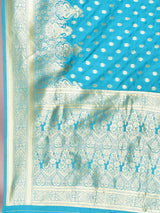 Dista Elora Sea Green Silk Blend Woven Designer Banarasi Saree For Women, view 3
