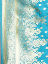 Dista Elora Sea Green Silk Blend Woven Designer Banarasi Saree For Women, view 4