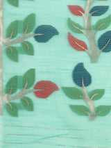 Dista Elora Sea Green Soft Cotton Floral Printed Bhagalpuri Designer Saree, view 5