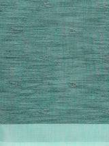 Dista Elora Sea Green Soft Linen Butti Printed Bhagalpuri Office & Workplace Attire Saree, view 6