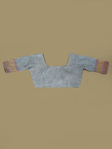 Dista Elora Sky Blue Linen Plain Handloom Everyday Use and Casual Saree, view 5