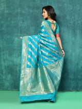 Dista Elora Sky Blue Silk Pure Banarasi Woven Designer Saree For Women, view 2