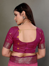 Dista Elora Soft Silk Floral Designed Banarasi Saree- Pink, view 5