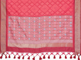 Dista Elora Soft Silk Geometric Designed Patola Saree- Carrot Red, view 5