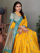 Dista Elora Soft Silk Woven Designed Patola Saree- Yellow, view 2