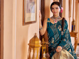 Dista Elora Teal Soft Silk Woven Banarasi Silk Zari Jacquard Work Designer Saree, view 5