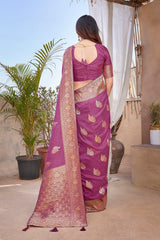 Dista Elora Tulip Pink Butta Zari Jacquard Silk Blend Paithani Saree, view 2