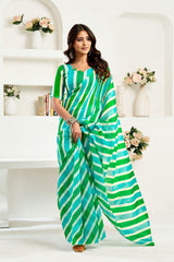 Dista Elora Turquoise Linen Striped Printed Ready To Wear Saree, view 5