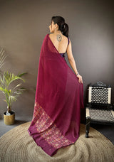 Dista Elora Wine Georgette Sequence Attractive Foil Print Fancy Georgette Saree, view 3