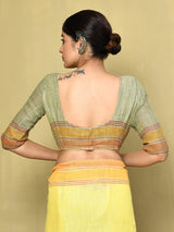 Dista Elora Yellow Linen Plain Handloom Everyday Use and Casual Saree, view 4