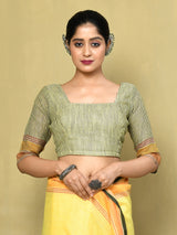 Dista Elora Yellow Linen Plain Handloom Everyday Use and Casual Saree, view 5