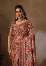 Dista Gajari Natural Crepe Traditional Wear Saree with Blouse- Nimaya-Rajwadi, view 2
