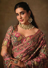 Dista Gajari Natural Crepe Traditional Wear Saree with Blouse- Nimaya-Rajwadi, view 3