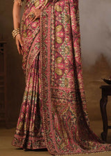 Dista Gajari Natural Crepe Traditional Wear Saree with Blouse- Nimaya-Rajwadi, view 4