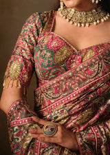 Dista Gajari Natural Crepe Traditional Wear Saree with Blouse- Nimaya-Rajwadi, view 5