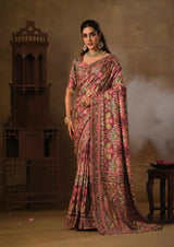 Dista Gajari Natural Crepe Traditional Wear Saree with Blouse- Nimaya-Rajwadi, view 6