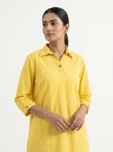 Dista Gharana India Aira Sunshine Yellow Cotton Poplin Kurta Set with Striped Pants, view 5