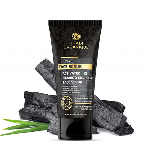 Dista Khadi Organique Activated Charcoal Face Scrub with Green Tea & Walnut