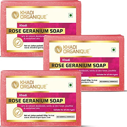 Dista Khadi Organique Handmade Herbal Rose & Geranium Soap