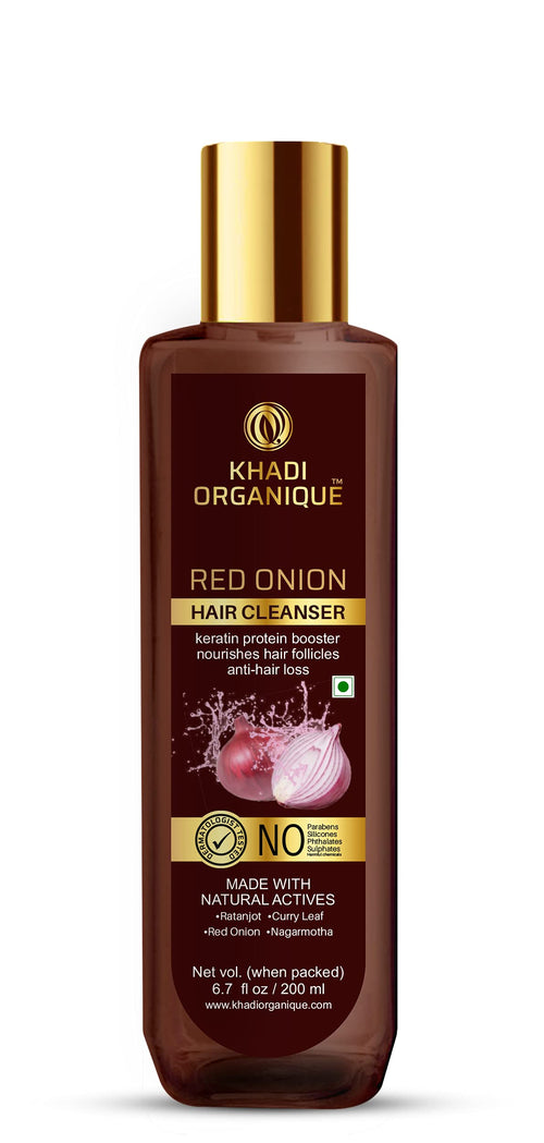 Dista Khadi Organique Red Onion Herbal Shampoo with Keratin Booster