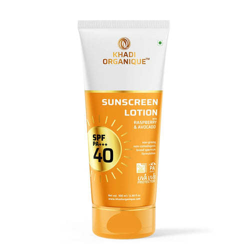 Dista Khadi Organique Sunscreen Lotion SPF 40 PA+++ with Raspberry, Avocado & Jojoba Oil