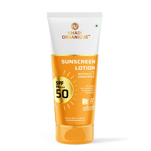 Dista Khadi Organique Sunscreen Lotion SPF 50 PA+++ with Waterlily & Sandalwood