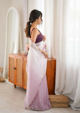 Dista Lavender Fendy Satin Woven Designer,Beads Work Saree with Blouse-Rutvi, view 2