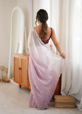 Dista Lavender Fendy Satin Woven Designer,Beads Work Saree with Blouse-Rutvi, view 5