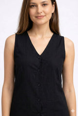 Dista Myshka Women Black Linen Smart Casual Co-ord Set, view 5