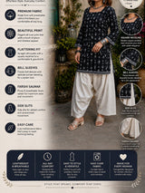 Dista Myshka Women Black & White Printed Cotton Kurta with Relaxed Salwar, view 4