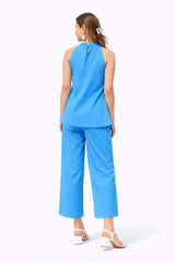 Dista Myshka Women Blue Pure Cotton Smart Casual Halter Neck Co-ord Set, view 3