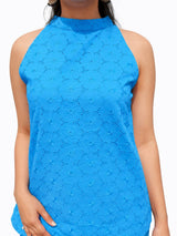 Dista Myshka Women Blue Pure Cotton Smart Casual Halter Neck Co-ord Set, view 5