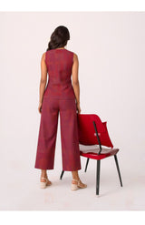 Dista Myshka Women Mauve Linen Smart Casual Co-ord Set, view 3