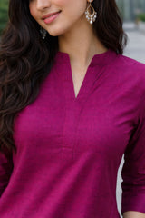 Dista Myshka Women Mauve Linen Smart Casual Tunic with Trouser Co-ord Set, view 4