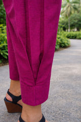 Dista Myshka Women Mauve Linen Smart Casual Tunic with Trouser Co-ord Set, view 5