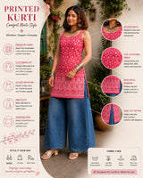 Dista Myshka Women Pink & White Embroidered Sleeveless Kurti with Paisley Border, view 5