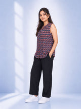 Dista Myshka Women Printed Pleated A-Line Top with Trouser Co-ord Set, view 2