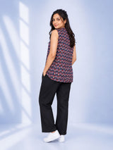 Dista Myshka Women Printed Pleated A-Line Top with Trouser Co-ord Set, view 3