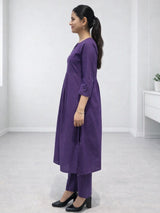 Dista Myshka Women Purple Anarkali Kurta Three-Quarter Sleeves & Pant, view 5