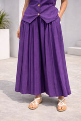 Dista Myshka Women Purple Linen Smart Casual Waistcoat with Pleated Trouser Co-ord Set, view 4
