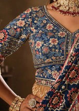 Dista Navy Blue Natural Crepe Traditional Wear Saree with Blouse- Nimaya-Rajwadi, view 5