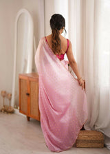 Dista Pink Fendy Satin Woven Designer,Beads Work Saree with Blouse-Rutvi, view 5